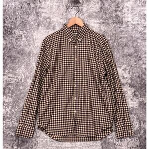 Steven Alan Shirt Medium Mens Cotton Twill Check Made In USA Long Sleeve